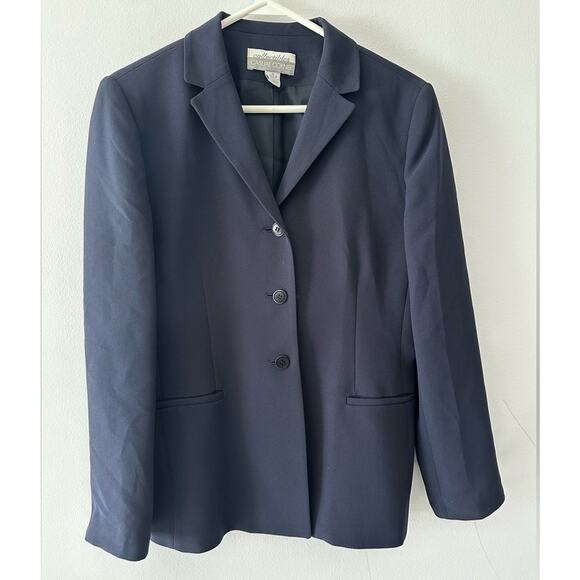 Vintage Jackets & Blazers - Vintage Casual Corner Blazer Women's 6 Navy Lined Notch Collar Office Jacket